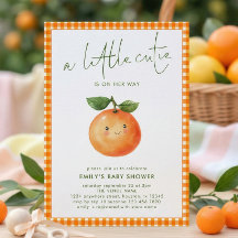 Liten söt orange gingham-flicka baby shower