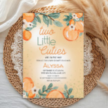 Liten söt orange grön tvilling baby shower