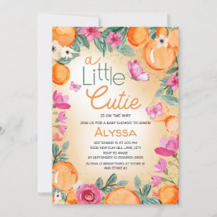Liten söt orange rosa blommig fjärilar inbjudningar