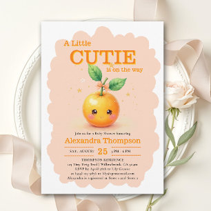 Liten söt orange rosett Illustration Barnkalas Inbjudningar