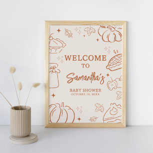 Liten söt paj Höst Bebis Shower Välkomstskylt Poster