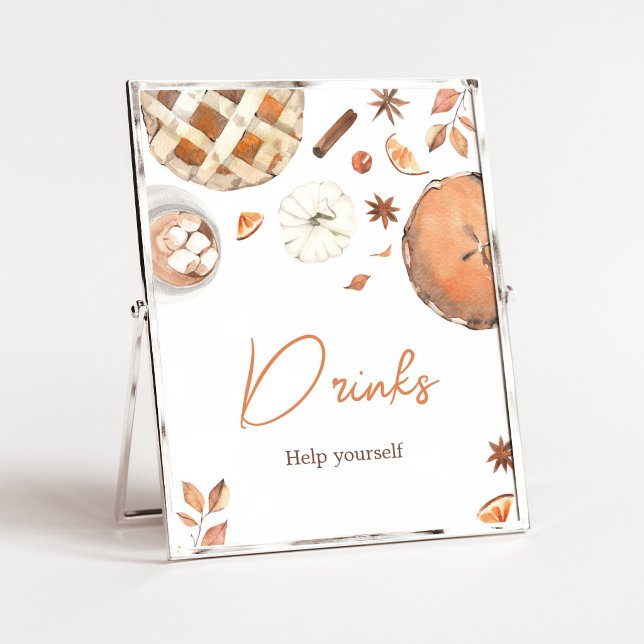 Liten söt paj Höstpumpa Kuvert Station Poster (Pumpkin Pie Baby Shower Drinks Sign)