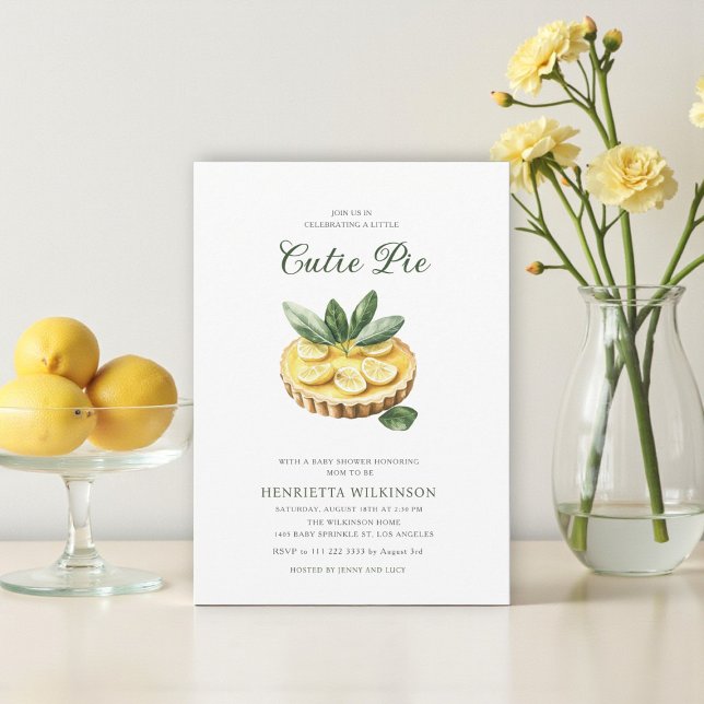 liten söt paj minimal baby shower  inbjudningar (Skapare uppladdad)