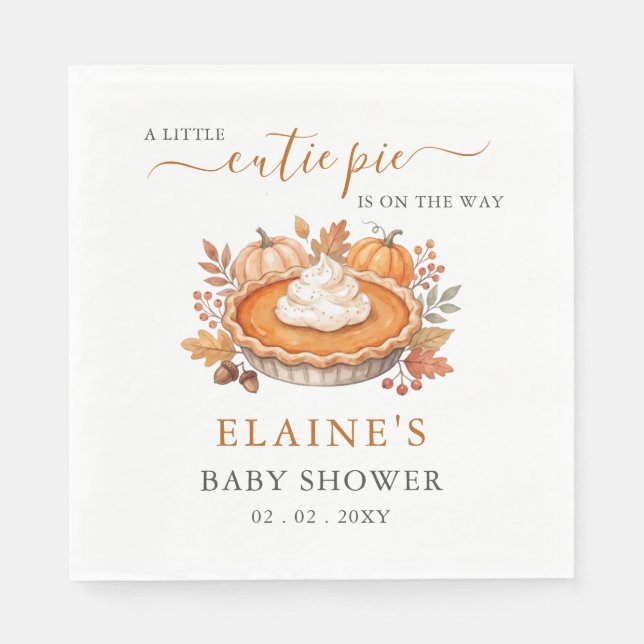 Liten söt paj Pumpapaj Höst Bebis Shower Pappersservett (Framsidan)
