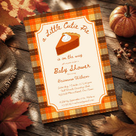 Liten söt pumpapaj höst rutfärgad baby shower inbjudningar