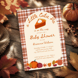 Liten söt pumpapaj höst rutförm baby shower inbjudningar