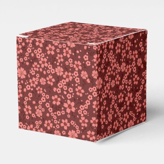 Liten söt röd magenta kräm blomster mönster presentaskar (Framsidan Sidan)