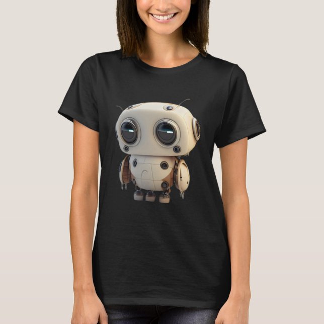 Liten söt sorgsen robot t shirt (Framsida)