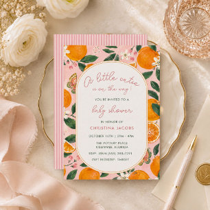 Liten söt tangerinblommig baby shower inbjudningar