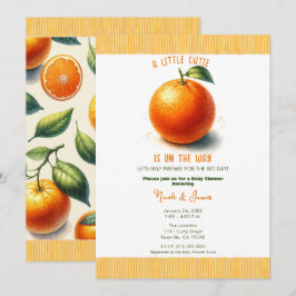Liten söt vattenfärg orange baby shower inbjudningar