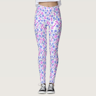 Liten söt vit blå rosa blommig mönster leggings
