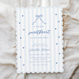 Liten söthet Blå Bow Baby Shower Inbjudan