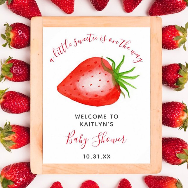 Liten sötis jordgubbs baby shower välkomstskylt poster (Skapare uppladdad)