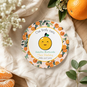 Liten sötis Orange Citrus 1-årsfest Runt Klistermärke