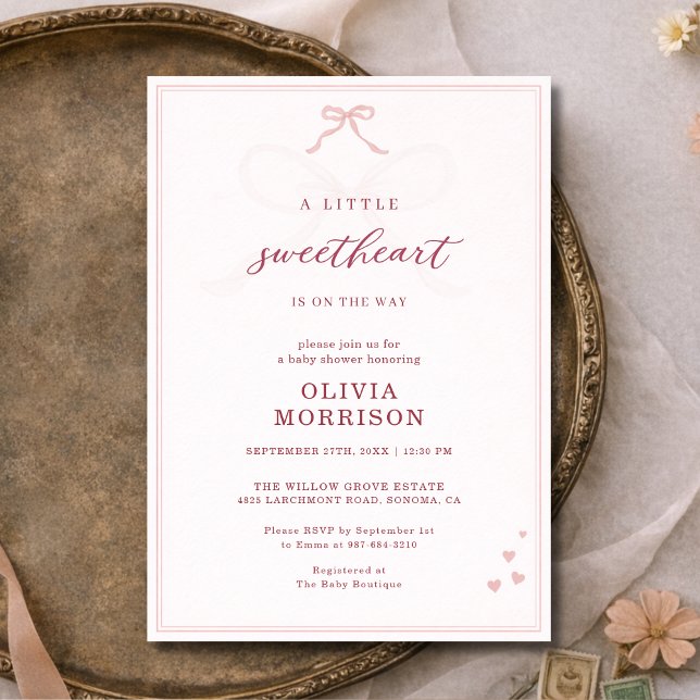 Liten sötnos coquette-båge baby shower inbjudningar (Skapare uppladdad)