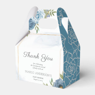 Liten sötnos Elegant Blue Botanical Baby Shower Presentaskar