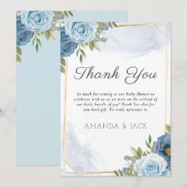 Liten sötnos Elegant Blue Botanical Baby Shower Tack Kort