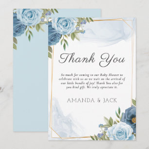 Liten sötnos Elegant Blue Botanical Baby Shower Tack Kort