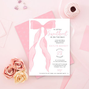Liten sötnos Elegant rosa baby shower-slöja Inbjudningar