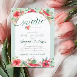 Liten sötnos Grönt Watermelon Blommigt Baby Shower Inbjudningar
