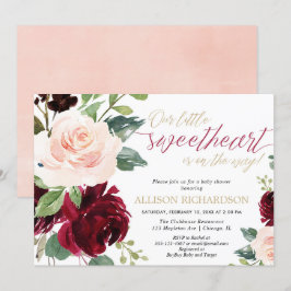 Liten sötnos rosa guld burgunddusch för spädbarn inbjudningar