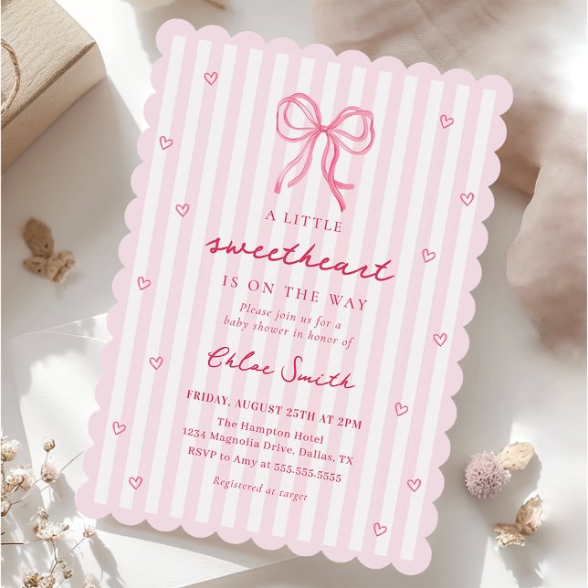 Liten sötnos rosa rosett baby shower inbjudan (Skapare uppladdad)