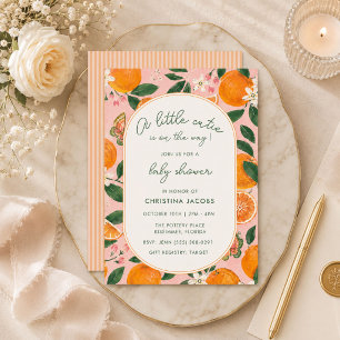 Liten sötnos Tangerine Baby Shower Inbjudningar