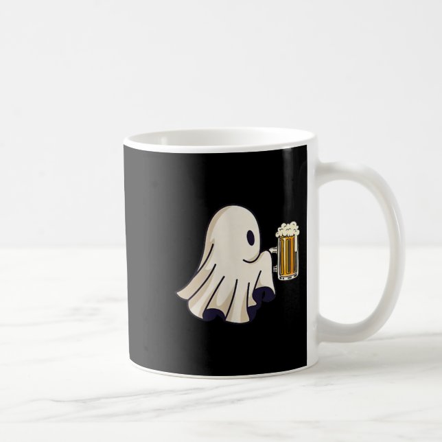 Liten spöke dricker öl rolig Halloween-kostym Kaffemugg (Höger)