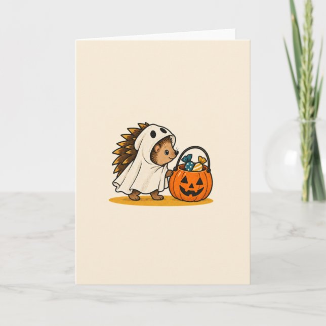 Liten spökiggelkott – Sött Halloween Kort (Framsida)