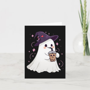 Liten spökis kaffe kuslig säsong söt spöke H Kort