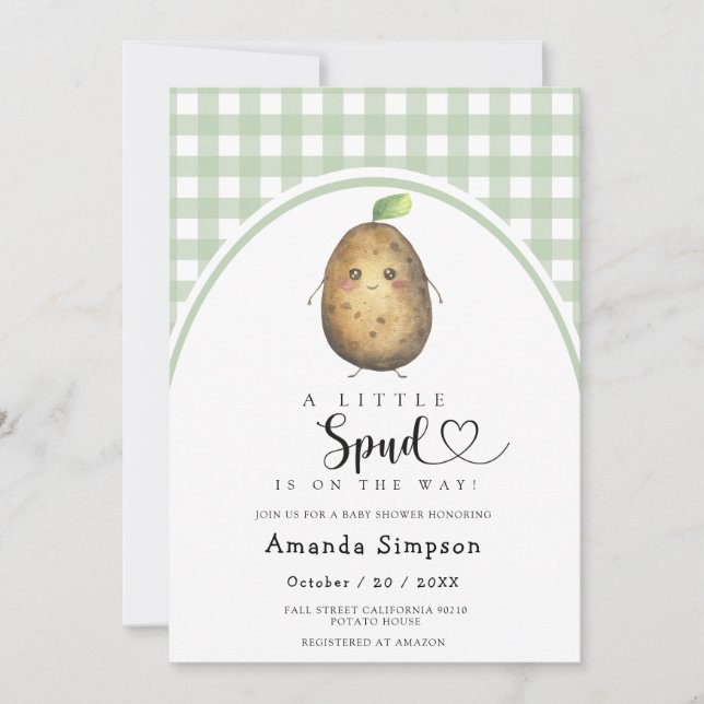 Liten Spud Baby shower inbjudan (Framsida)