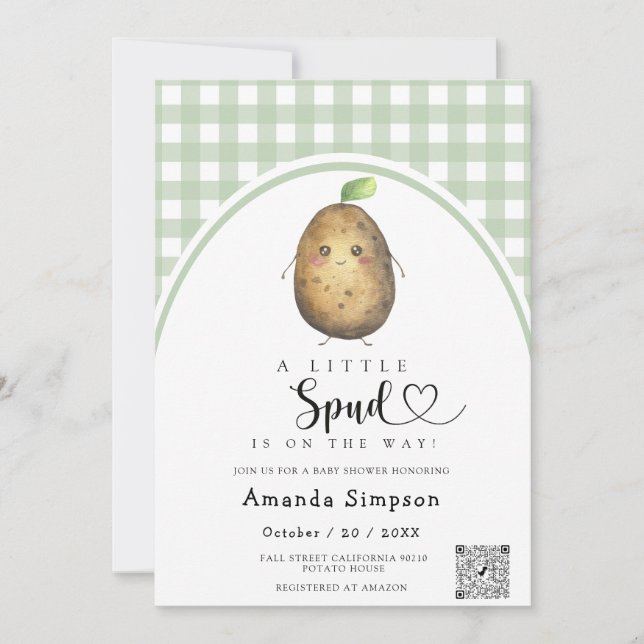 Liten Spud Baby shower inbjudan (Framsida)
