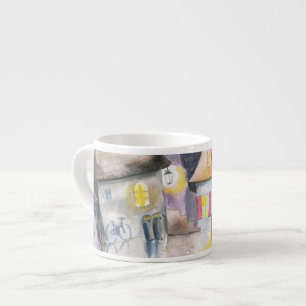 Liten stad på natten espressomugg