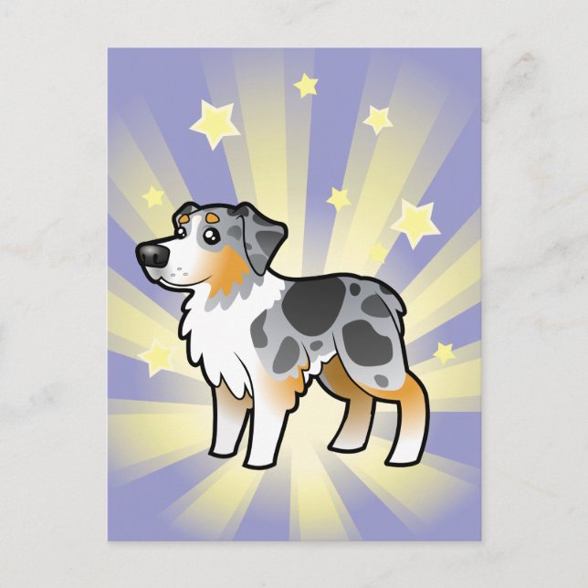 Liten stjärna australian shepherd vykort (Framsida)