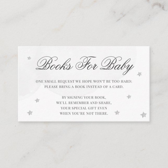 Liten stjärna baby shower-böcker för baby grå tilläggskort (Framsida)