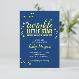 liten stjärna BABY SHOWER eller SIP & SEE gult Nav Inbjudningar