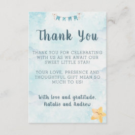 Liten stjärna blå himmel akvarell baby shower tack kort