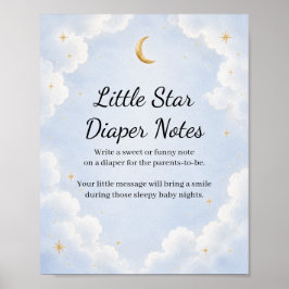 Liten stjärna blöja anteckningar Baby Shower Spel Poster