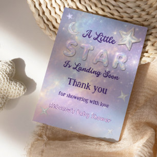 Liten stjärna landar snart Celestial Baby Shower Tack Kort