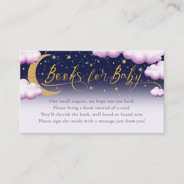 Liten stjärna rosa flicka baby shower-böcker tilläggskort (Framsida)