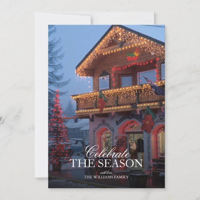 Liten storhet dekorerad i Ljus på jul Inbjudningar (Framsida)