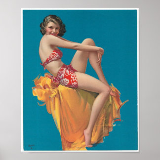 ■ ● liten storlek Vintage fästa upp Flickan Retro Poster