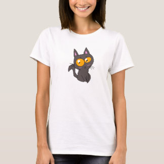 Liten storögd svart katt kvinna skjorta t shirt