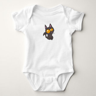 Liten storögd svart kattunge topp t shirt