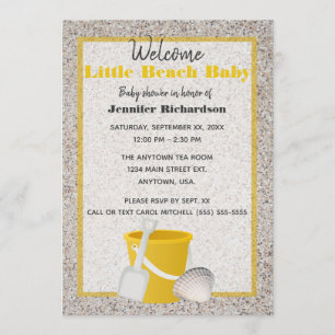 Liten strandbaby skovel och hink Baby Shower Inbjudningar