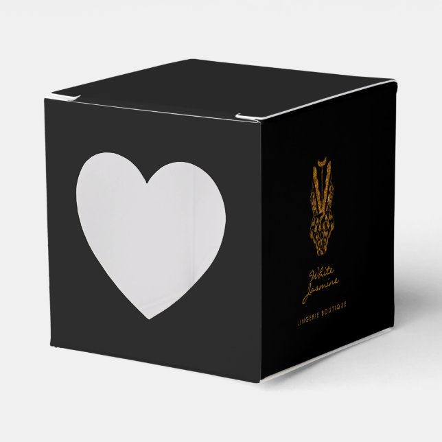 Liten svart glitter-underklädesbutik i guld presentaskar (Framsidan Sidan)