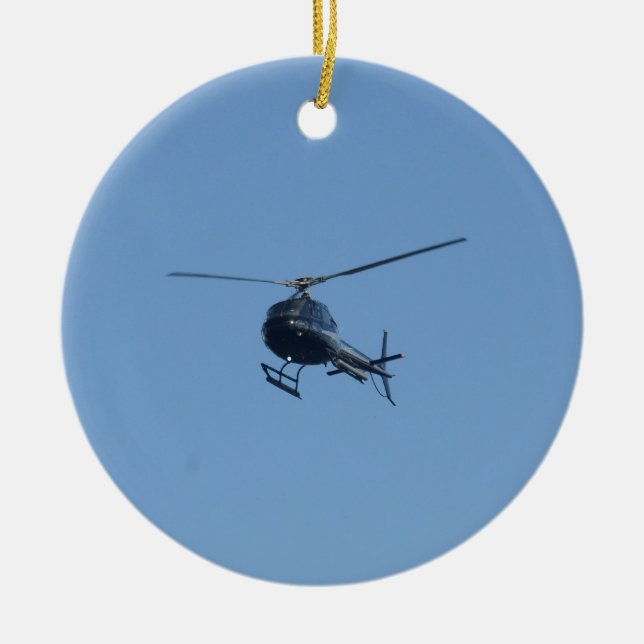 Liten svart helicopter. julgransprydnad keramik (Framsidan)
