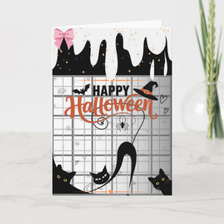 Liten svart katt Halloween Blank kort