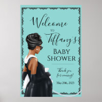Liten svart klänning Blå baby shower välkommen