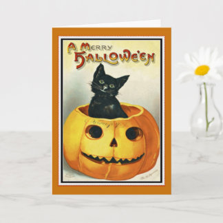 Liten svart och Jack O' Lantern Halloween-kort Kort